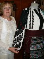 The woman of Vinnitsa telling about museum of Borshchiv embroidery